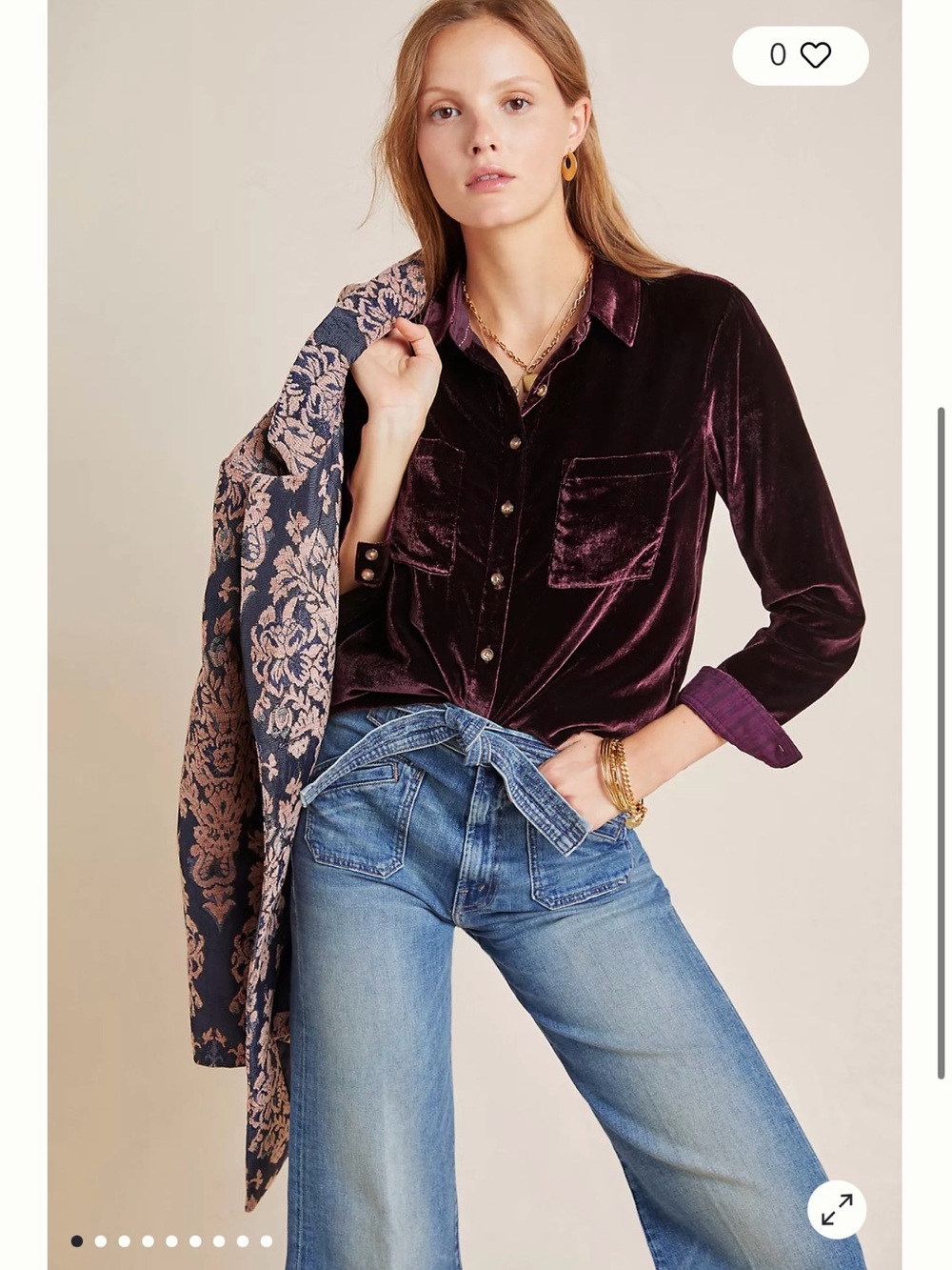 Maeve Karina Velvet Buttondown shirt from Anthropologie